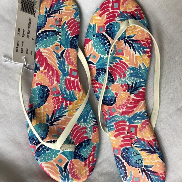 ESPRIT Flip Flops Party Pineapple Print 9 NWT - Picture 9 of 13